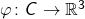 \varphi \colon C \to \mathbb{R}^3