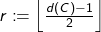 r\coloneqq\left\lfloor\frac{d(C)-1}{2}\right\rfloor