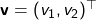 \mathbf{v} = (v_1,v_2)^\top
