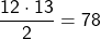 \[ \frac{12 \cdot 13}{2} = 78 \]